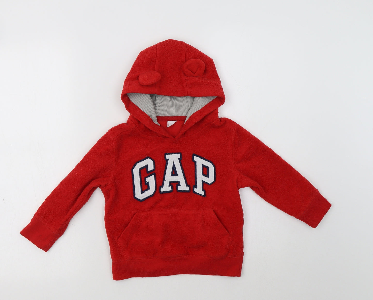 Gap Girls Red  Polyester Pullover Hoodie Size 4 Years   - Bear Hood