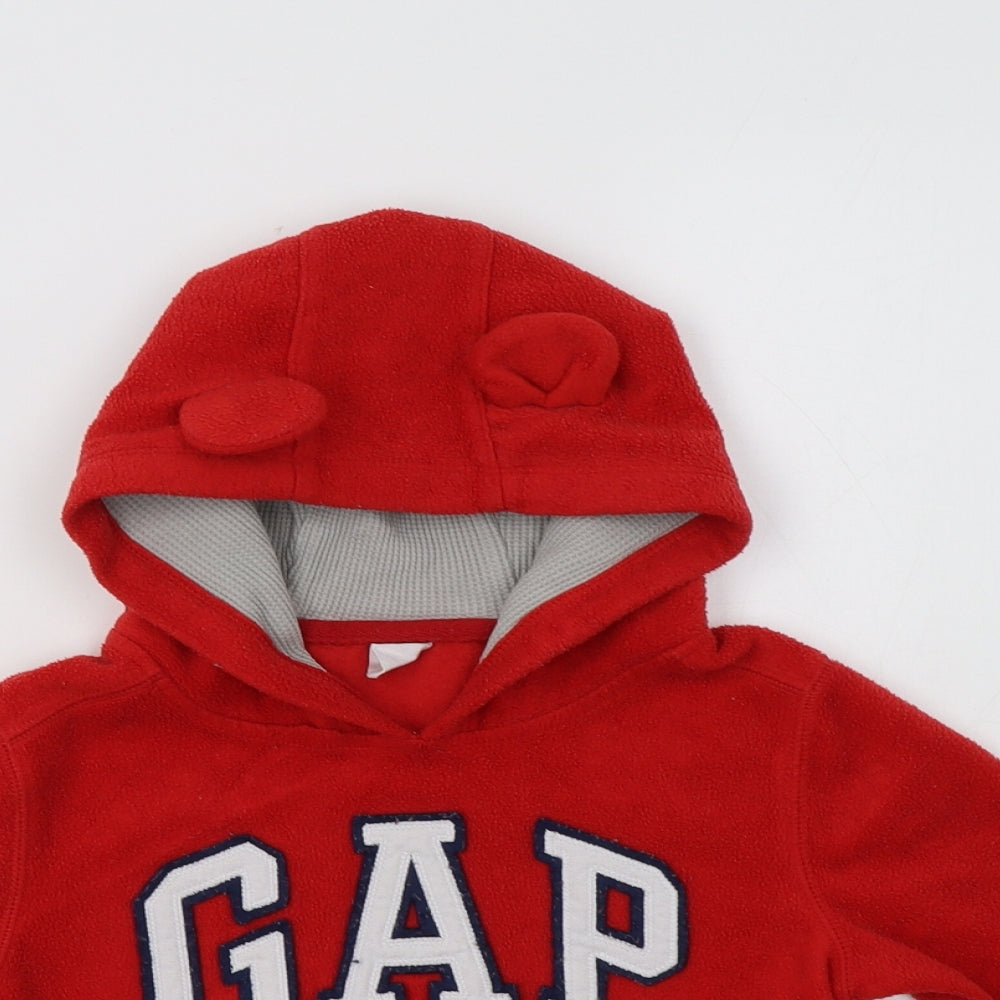 Gap Girls Red  Polyester Pullover Hoodie Size 4 Years   - Bear Hood