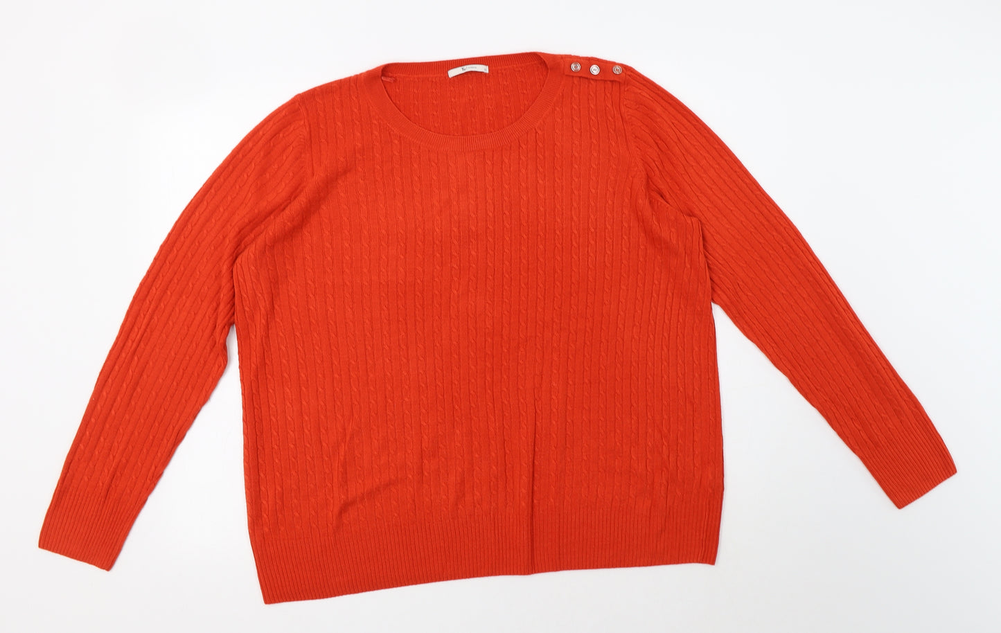 TU Womens Red Crew Neck  Acrylic Pullover Jumper Size 22
