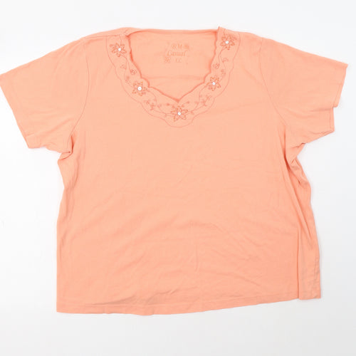 BM Womens Orange  Cotton Basic Blouse Size XL V-Neck