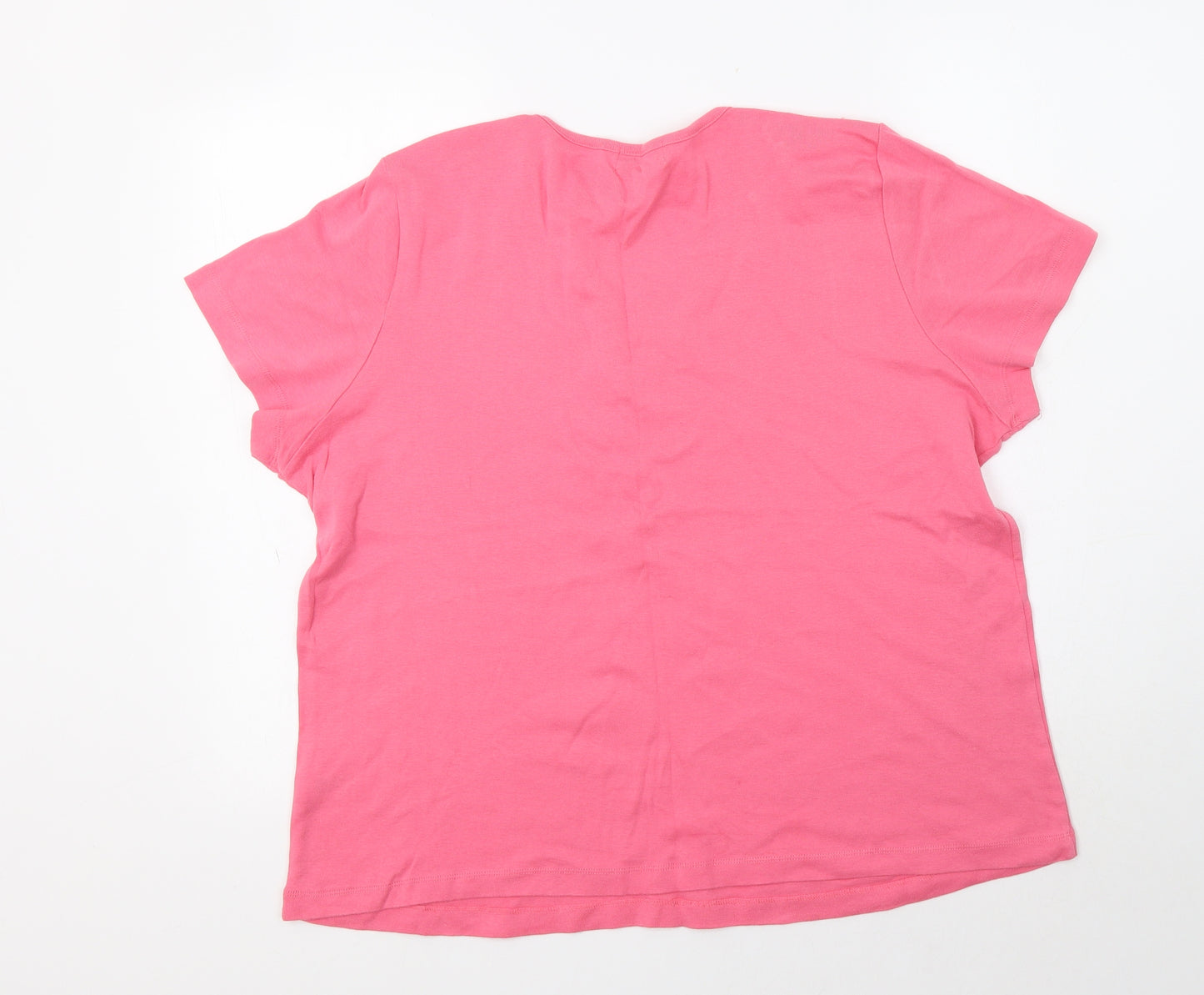 Bonmarché Womens Pink  Cotton Basic Blouse Size XL V-Neck