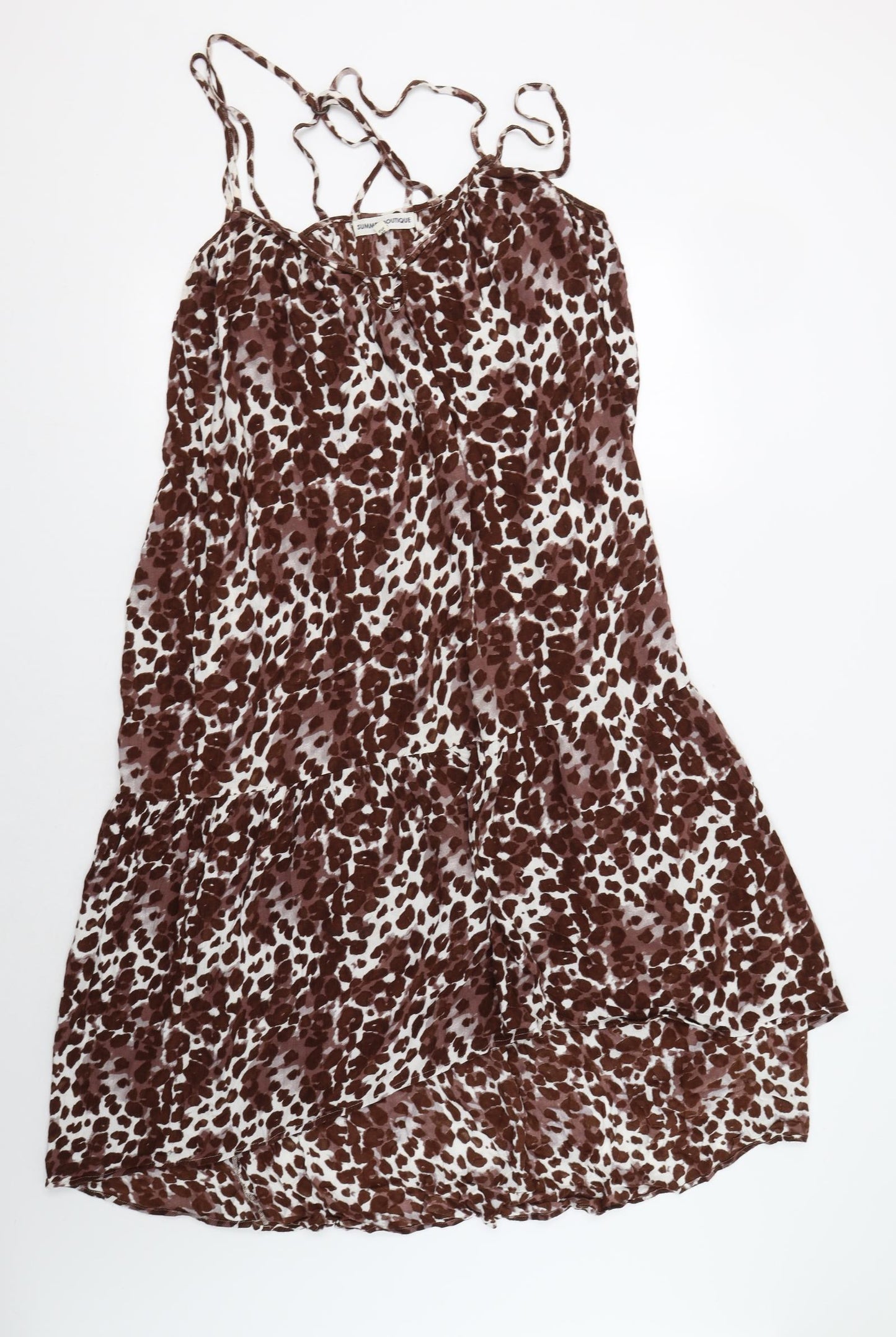 NEXT Womens Brown Animal Print Viscose A-Line  Size 14  V-Neck