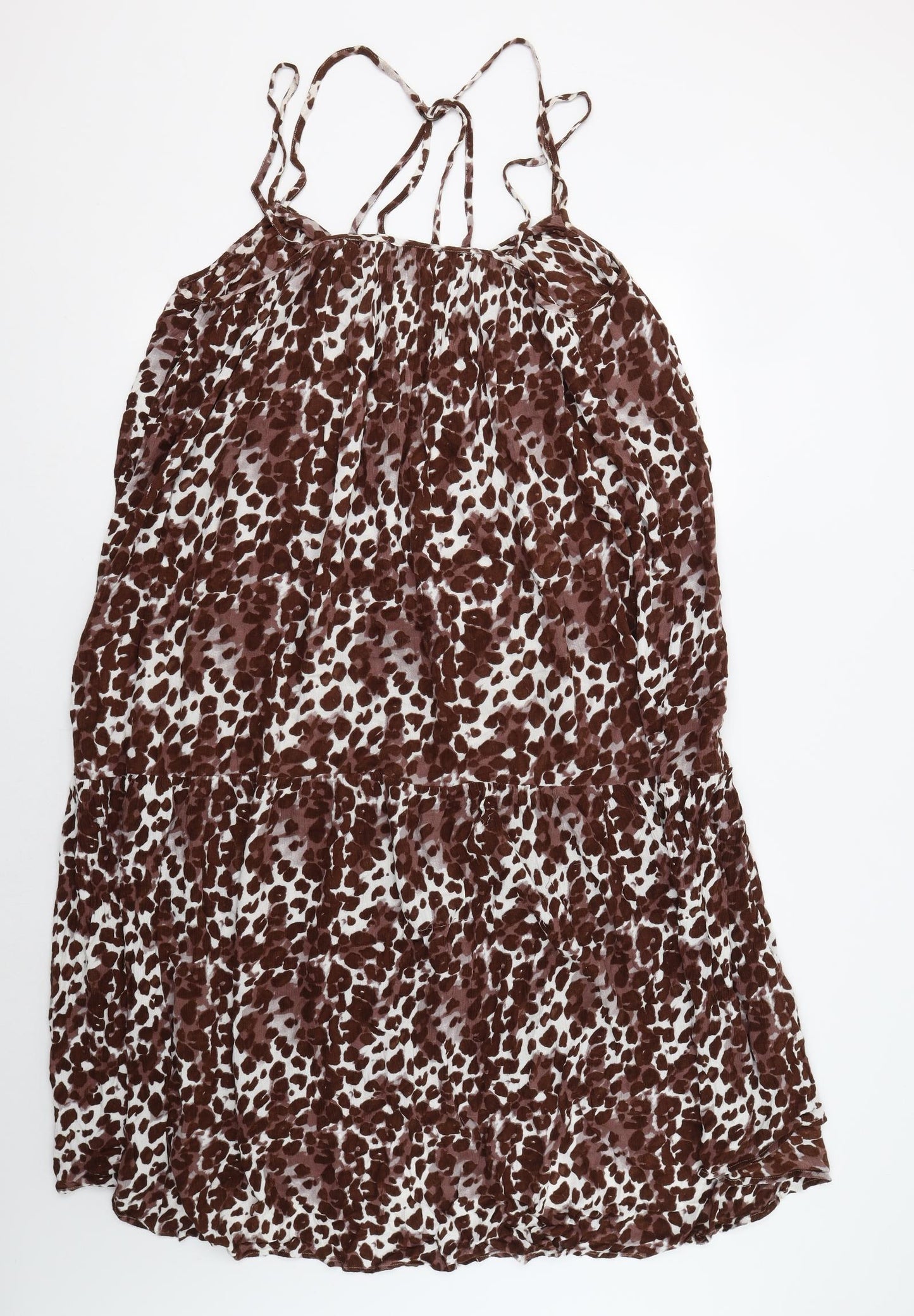 NEXT Womens Brown Animal Print Viscose A-Line  Size 14  V-Neck