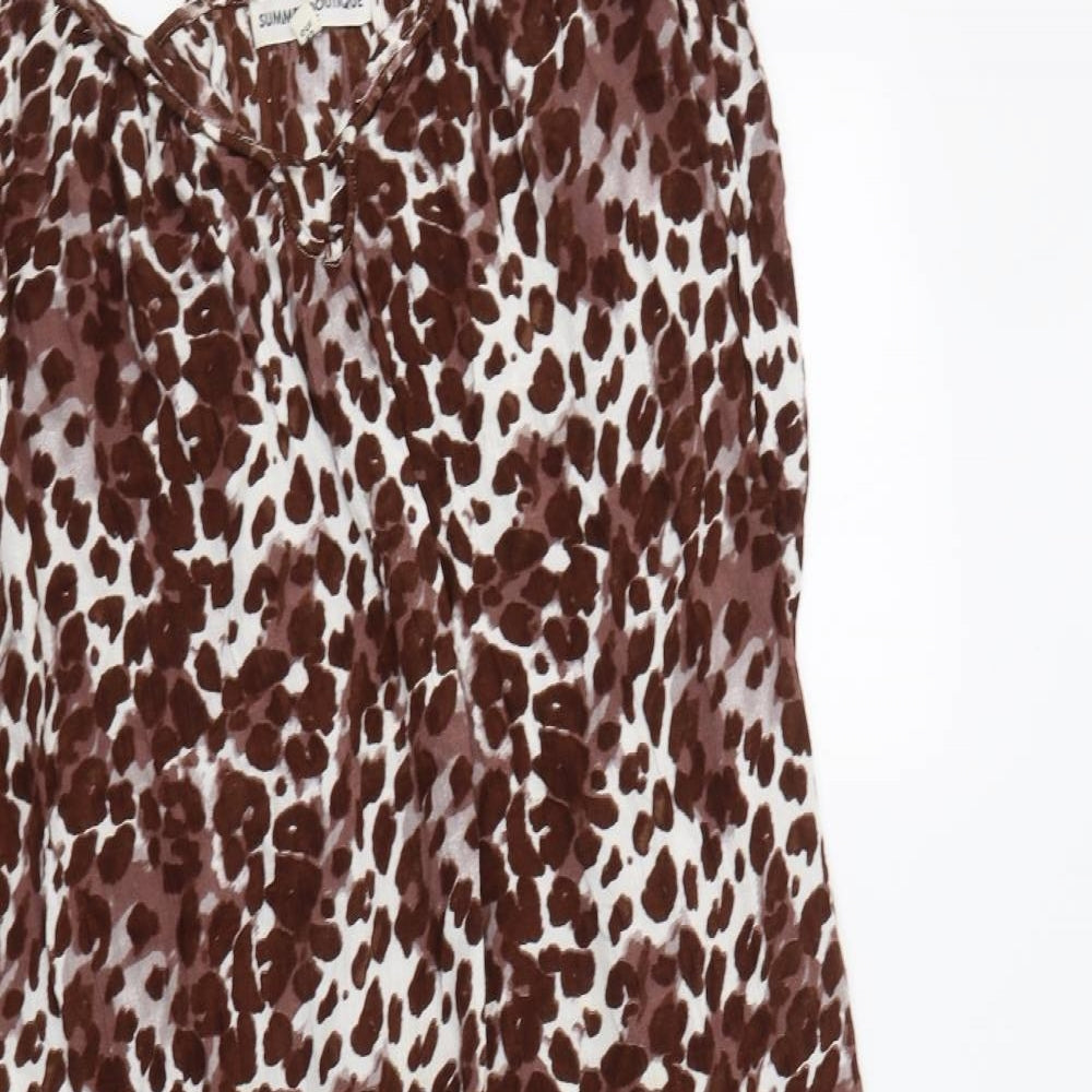 NEXT Womens Brown Animal Print Viscose A-Line  Size 14  V-Neck