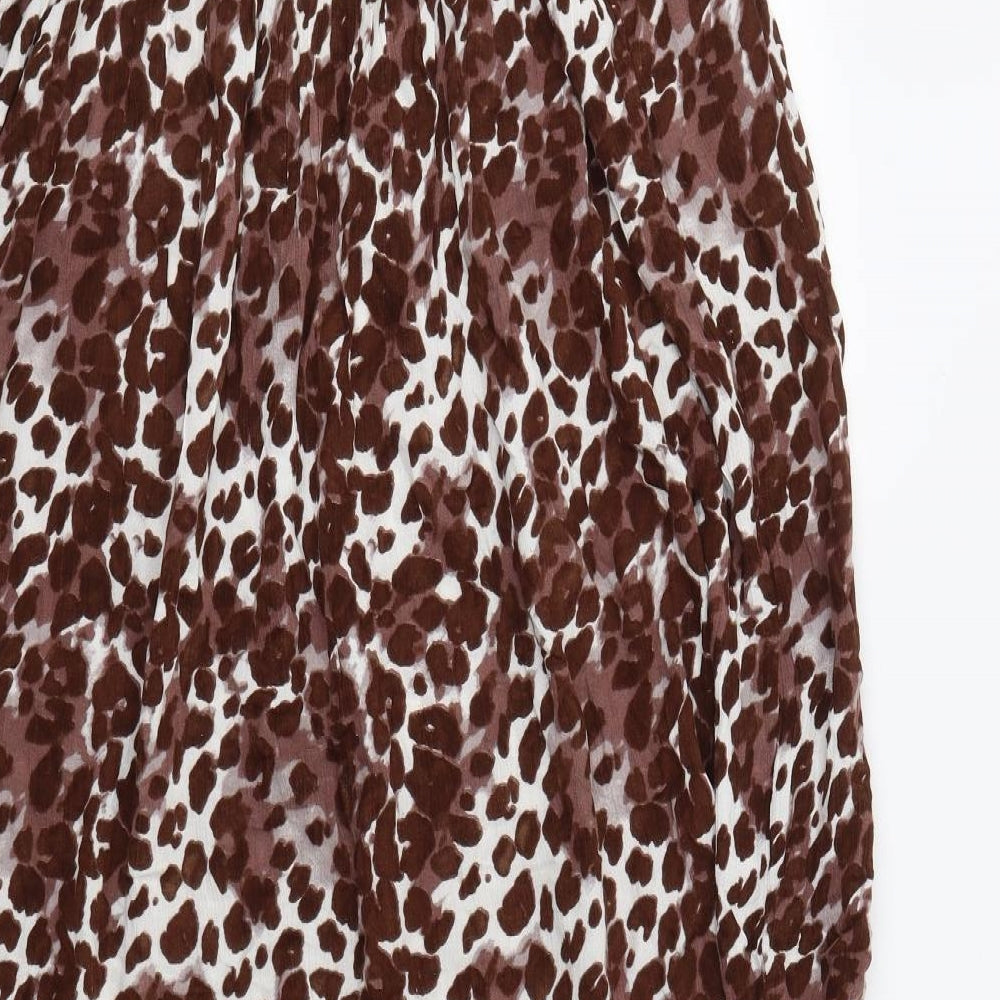 NEXT Womens Brown Animal Print Viscose A-Line  Size 14  V-Neck