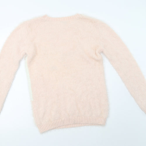 Primark Girls Pink Crew Neck  Polyamide Pullover Jumper Size 12-13 Years   - Unicorn