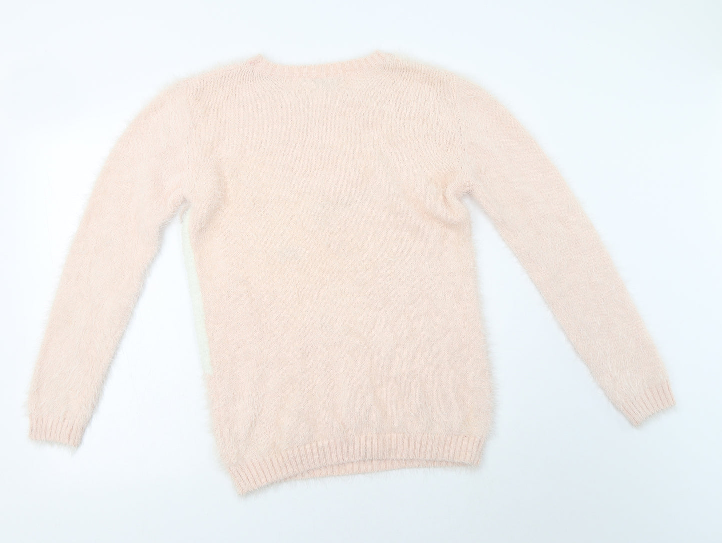Primark Girls Pink Crew Neck  Polyamide Pullover Jumper Size 12-13 Years   - Unicorn
