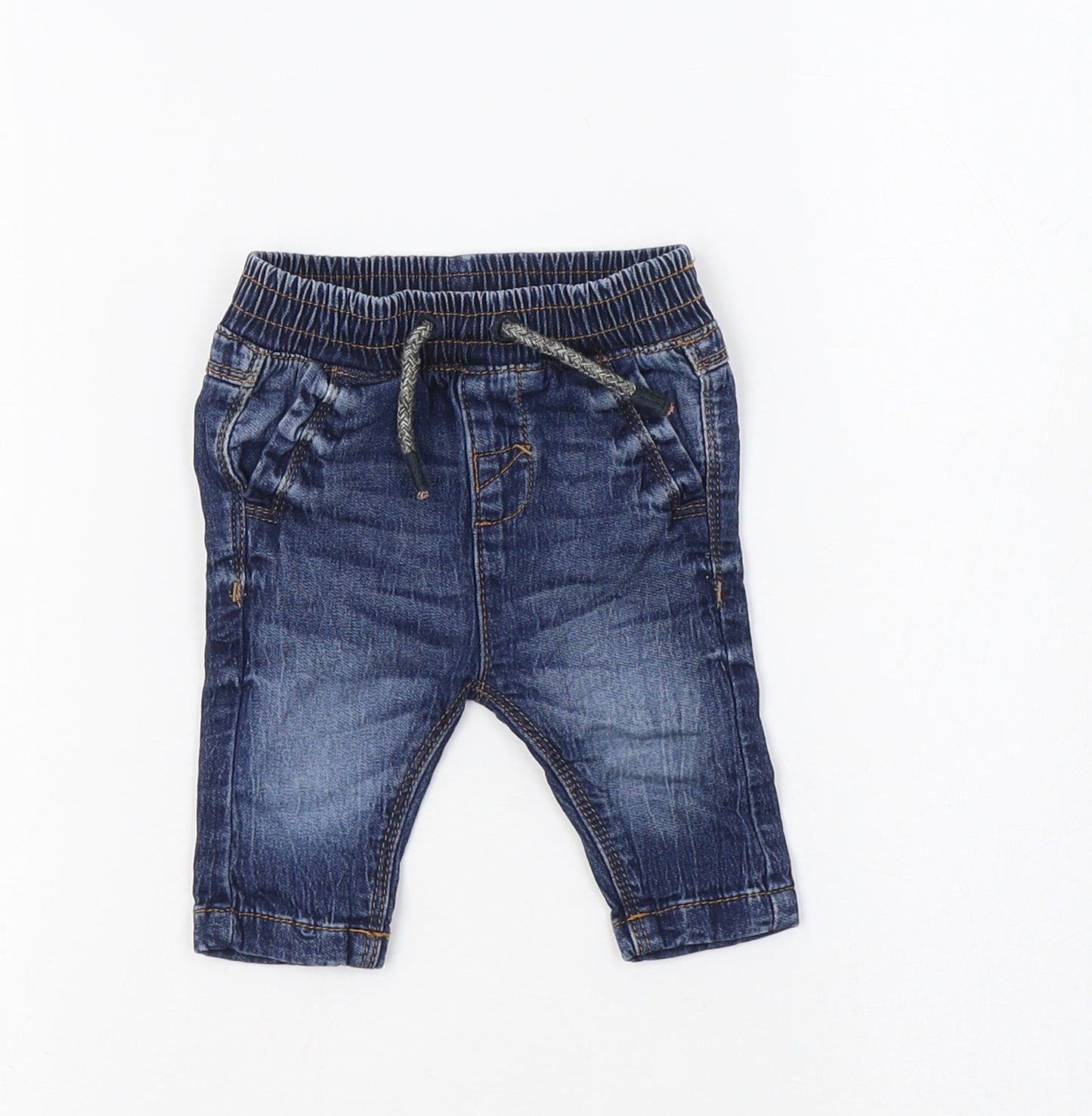 NEXT Baby Blue  Cotton Jogger Jeans Size 0-3 Months  Drawstring