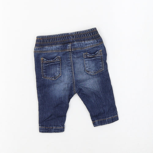 NEXT Baby Blue  Cotton Jogger Jeans Size 0-3 Months  Drawstring