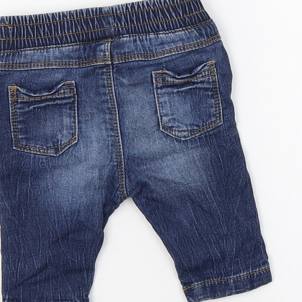 NEXT Baby Blue  Cotton Jogger Jeans Size 0-3 Months  Drawstring