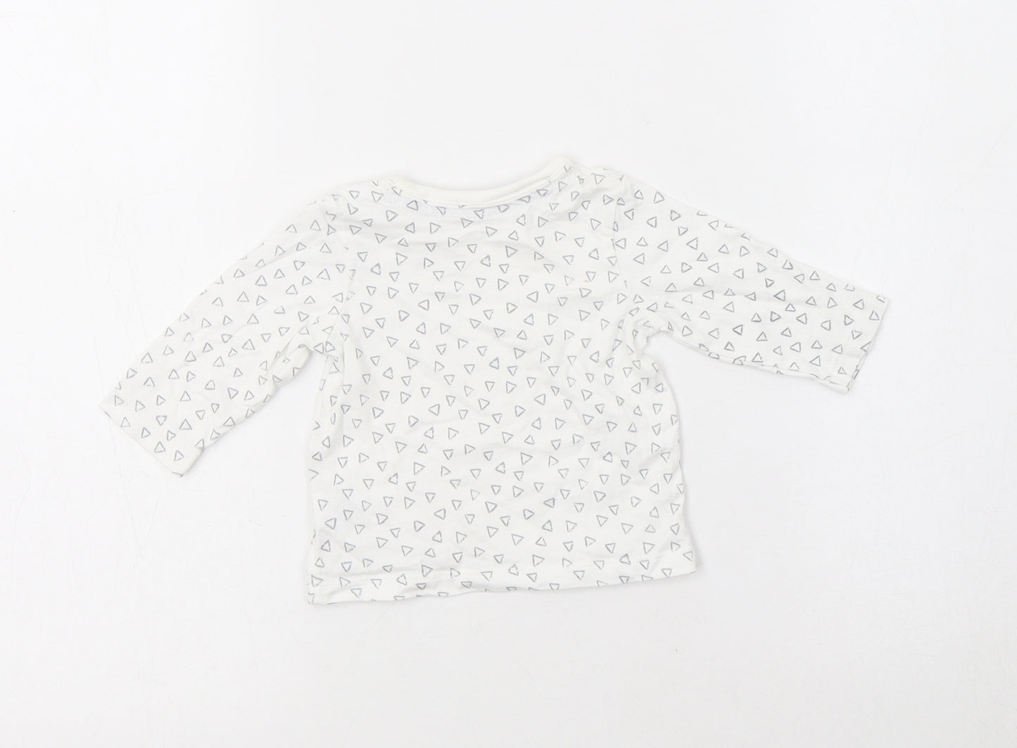 George Baby White Geometric Cotton Basic Blouse Size 0-3 Months Crew Neck Snap