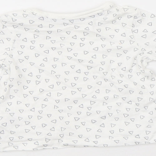 George Baby White Geometric Cotton Basic Blouse Size 0-3 Months Crew Neck Snap