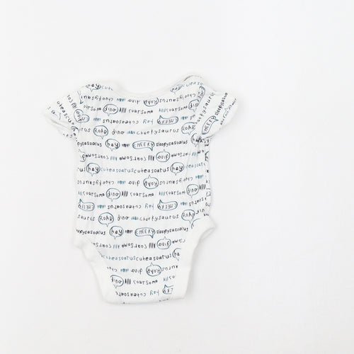 George Baby White Geometric Cotton Romper One-Piece Size 0-3 Months  Snap