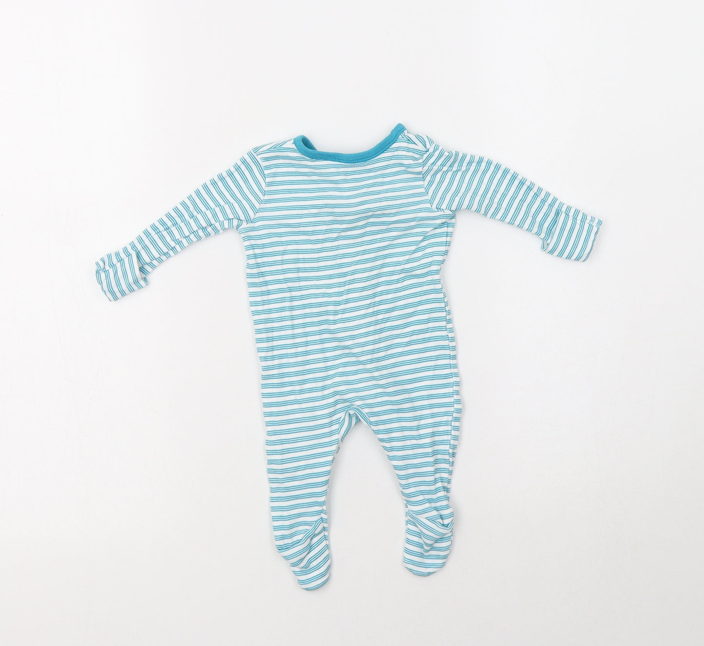 George Baby Blue Striped Cotton Babygrow One-Piece Size 0-3 Months  Snap