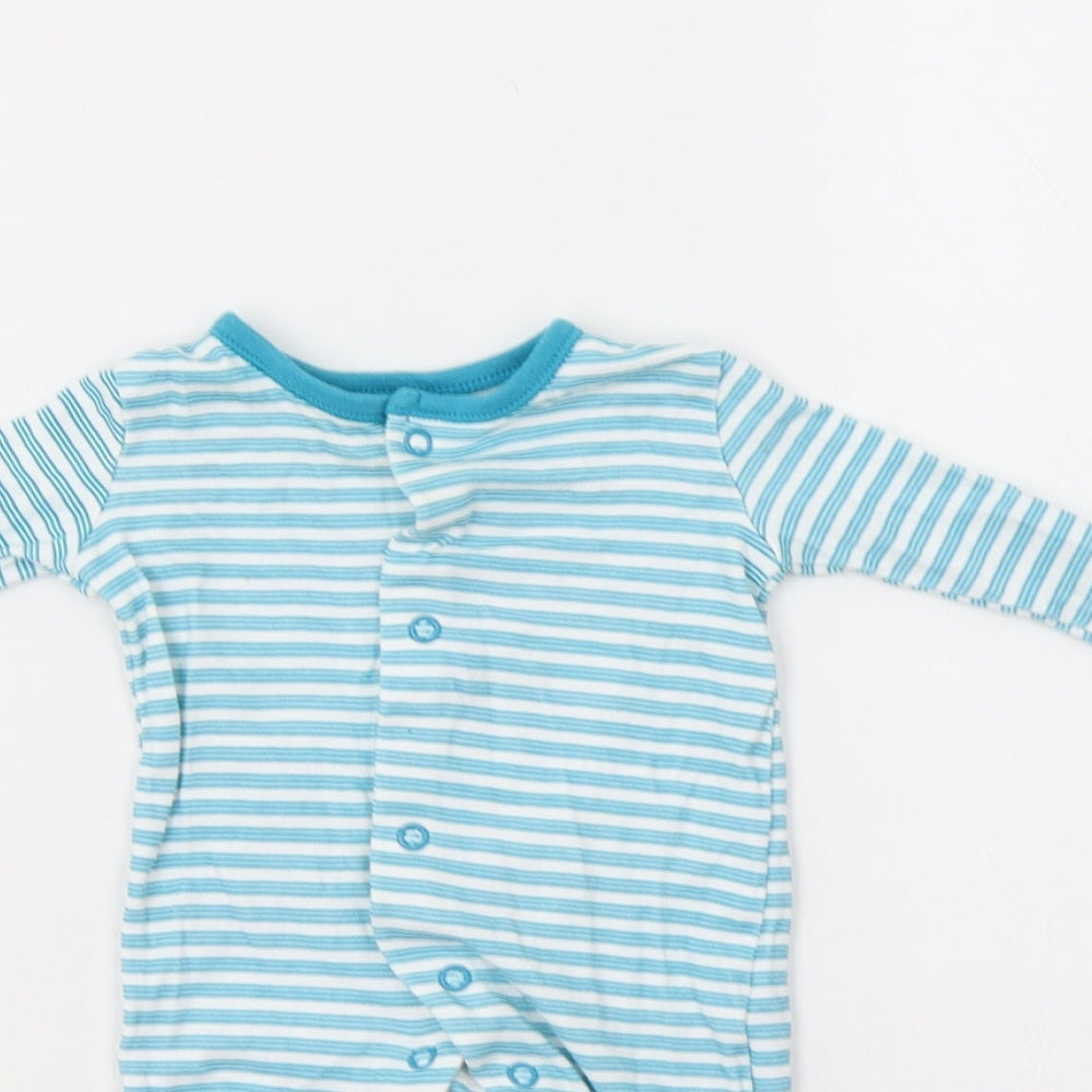 George Baby Blue Striped Cotton Babygrow One-Piece Size 0-3 Months  Snap