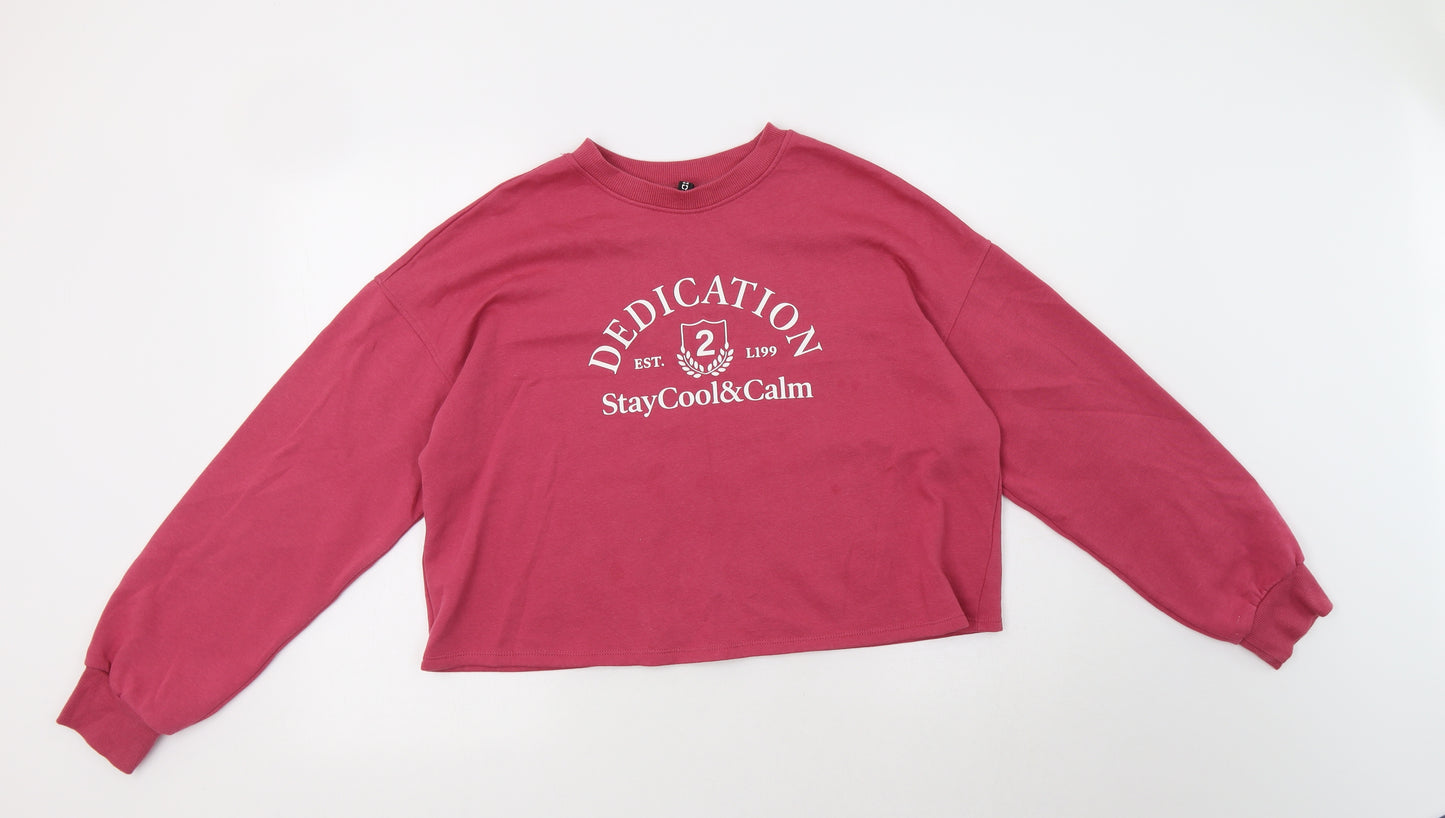 H&M Womens Pink  Cotton Pullover Sweatshirt Size M