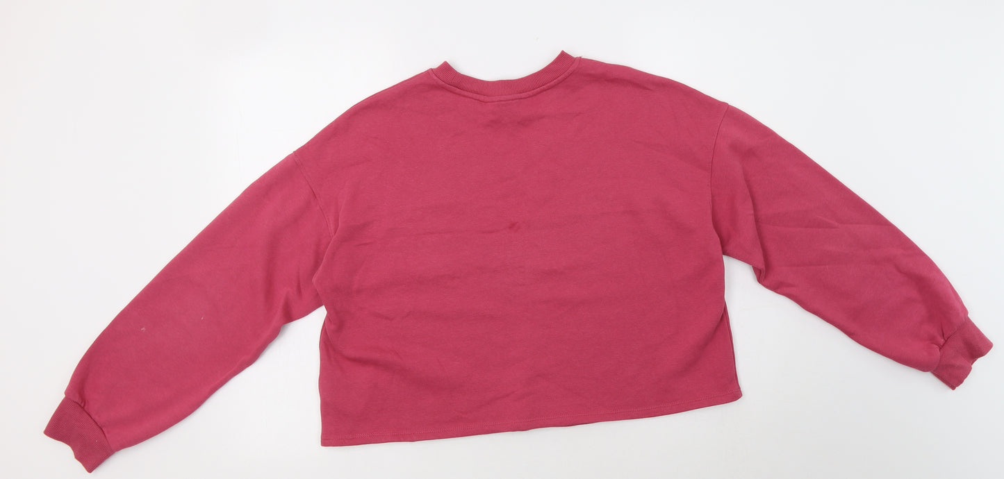 H&M Womens Pink  Cotton Pullover Sweatshirt Size M