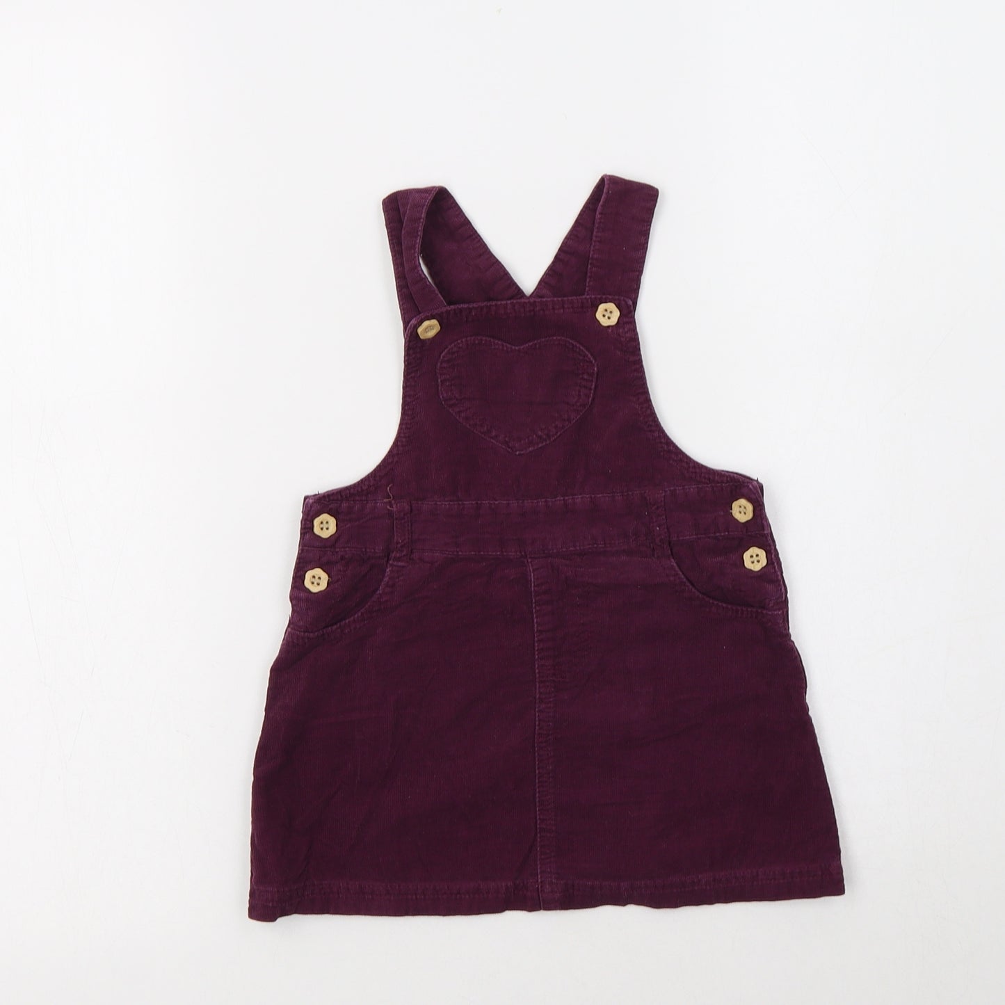 TU Baby Purple  Cotton Pinafore/Dungaree Dress  Size 12-18 Months  Square Neck Button