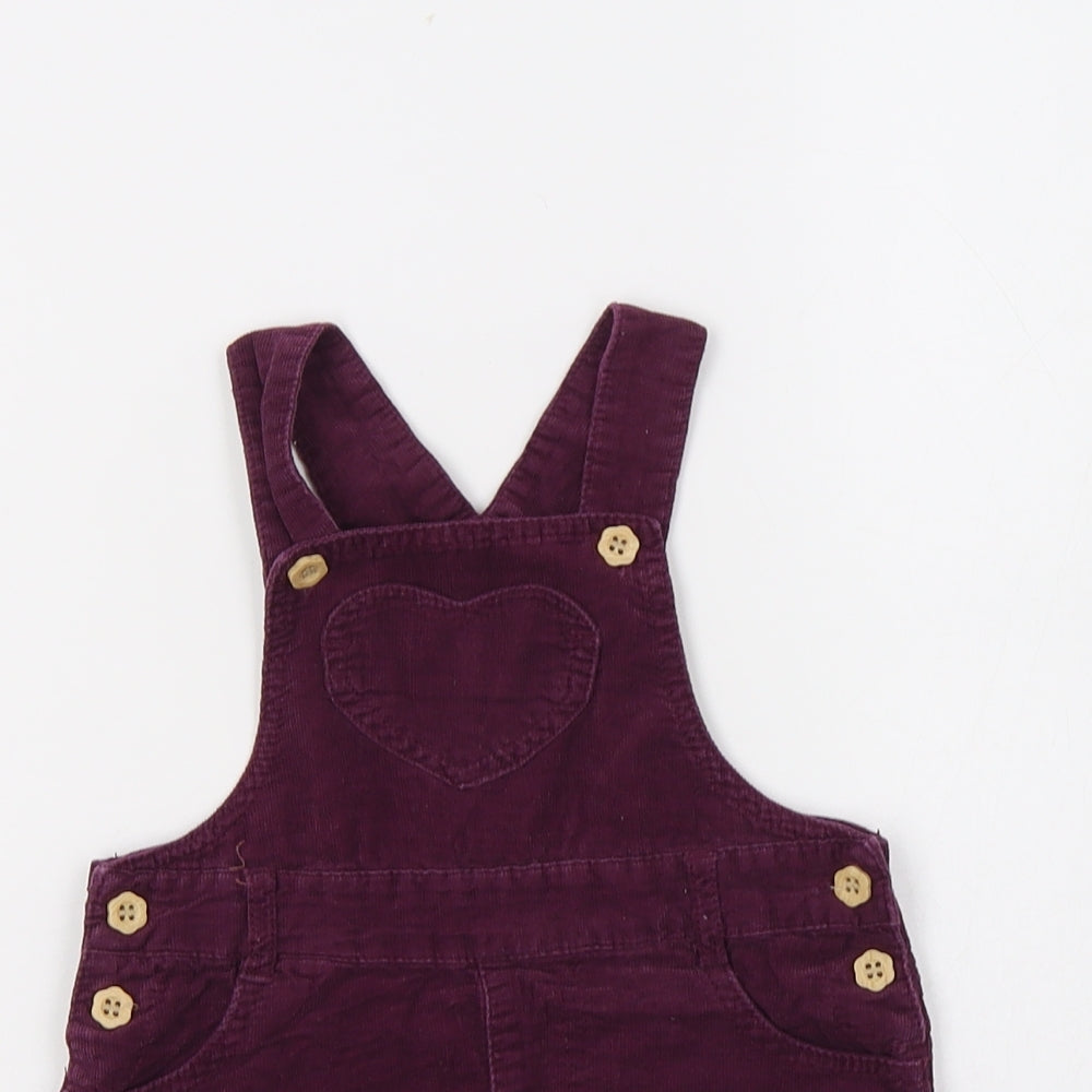TU Baby Purple  Cotton Pinafore/Dungaree Dress  Size 12-18 Months  Square Neck Button