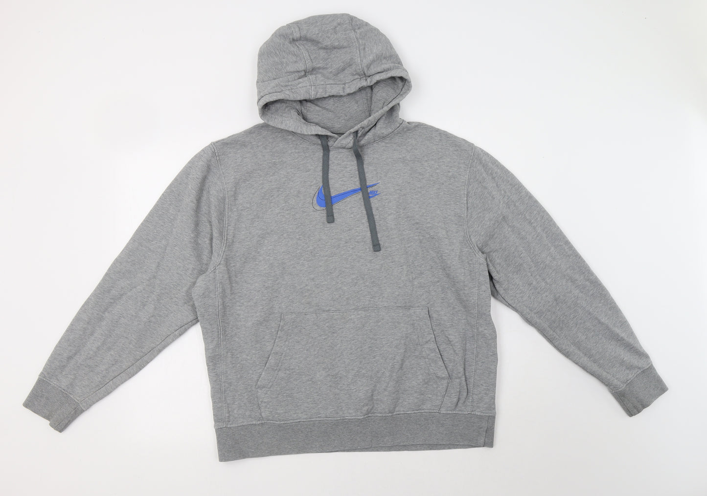 Nikr Mens Grey  Cotton Pullover Hoodie Size L