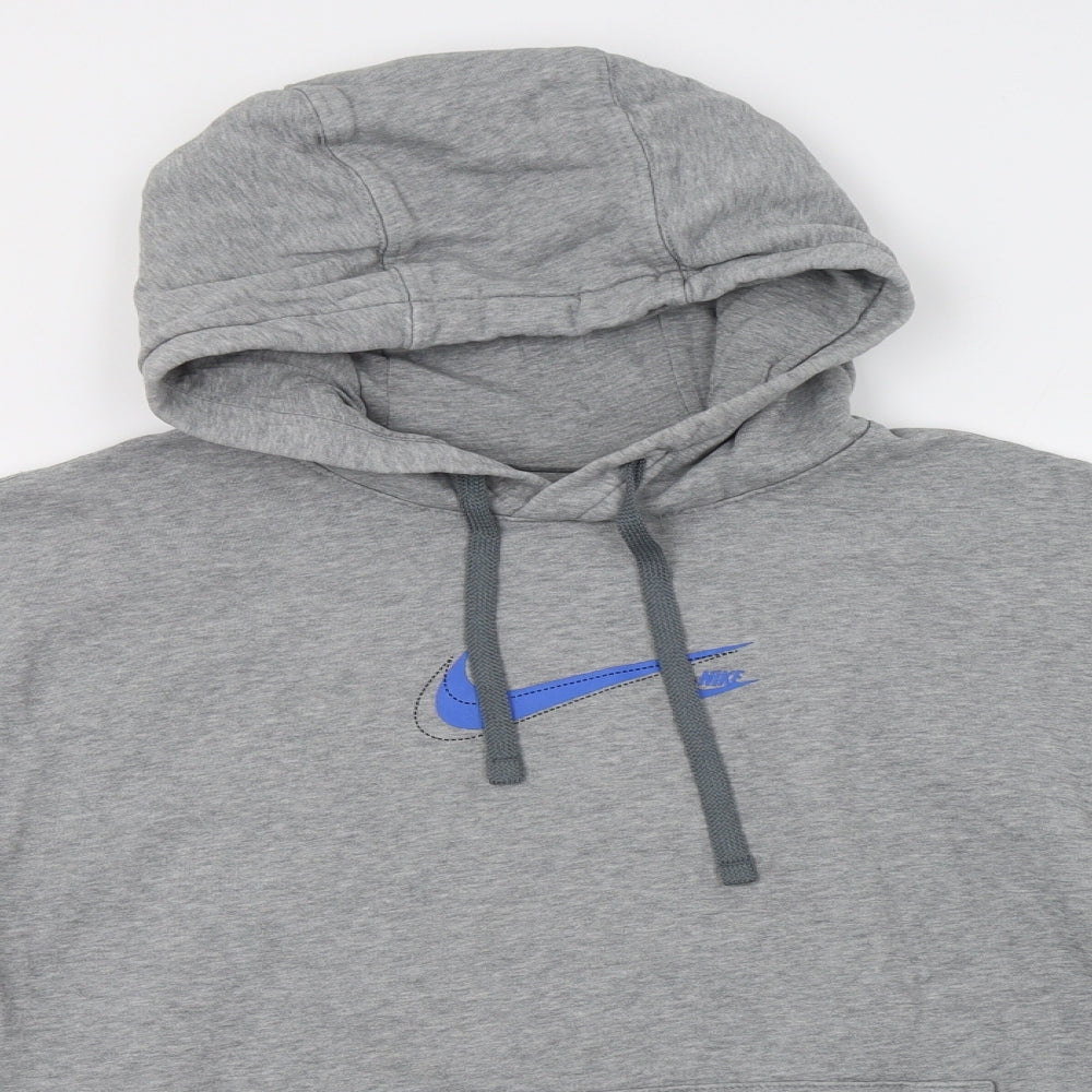 Nikr Mens Grey  Cotton Pullover Hoodie Size L