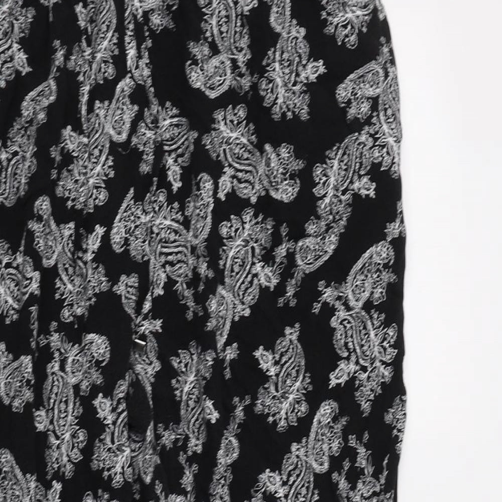 New Look Womens Black Paisley Viscose Trousers  Size 16 L28 in Regular