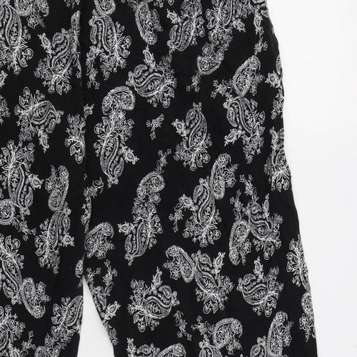 New Look Womens Black Paisley Viscose Trousers  Size 16 L28 in Regular