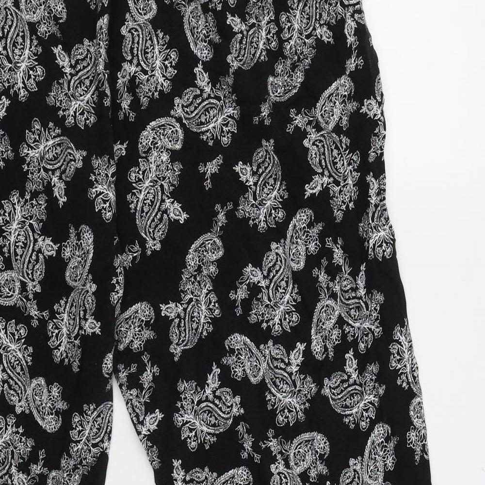 New Look Womens Black Paisley Viscose Trousers  Size 16 L28 in Regular