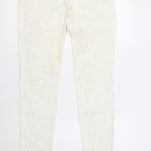 Olsen Womens Ivory Paisley Cotton Skinny Jeans Size 8 L31 in Regular Button