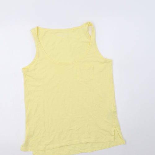 Principles Womens Yellow  Cotton Basic Tank Size 10 Scoop Neck