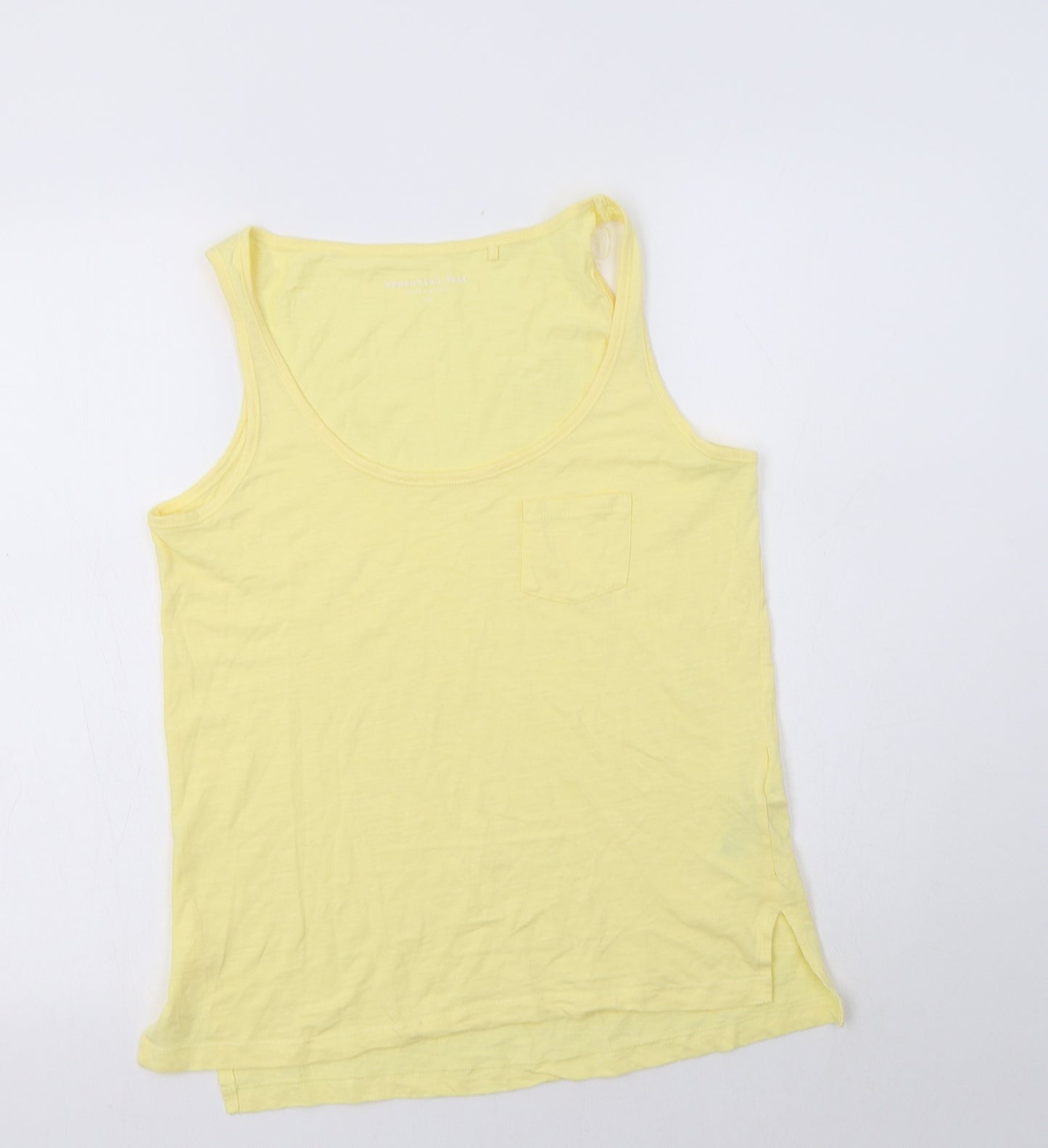 Principles Womens Yellow  Cotton Basic Tank Size 10 Scoop Neck