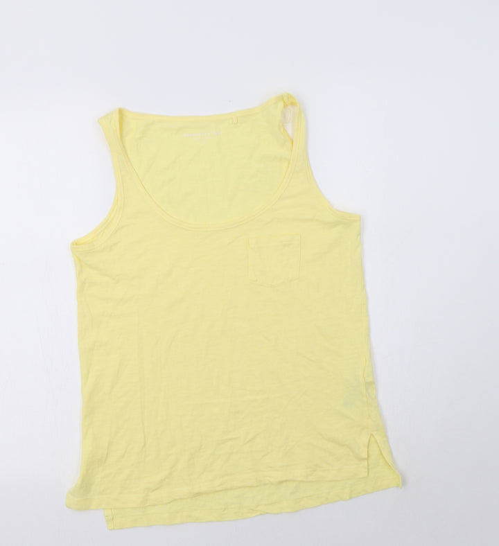 Principles Womens Yellow  Cotton Basic Tank Size 10 Scoop Neck