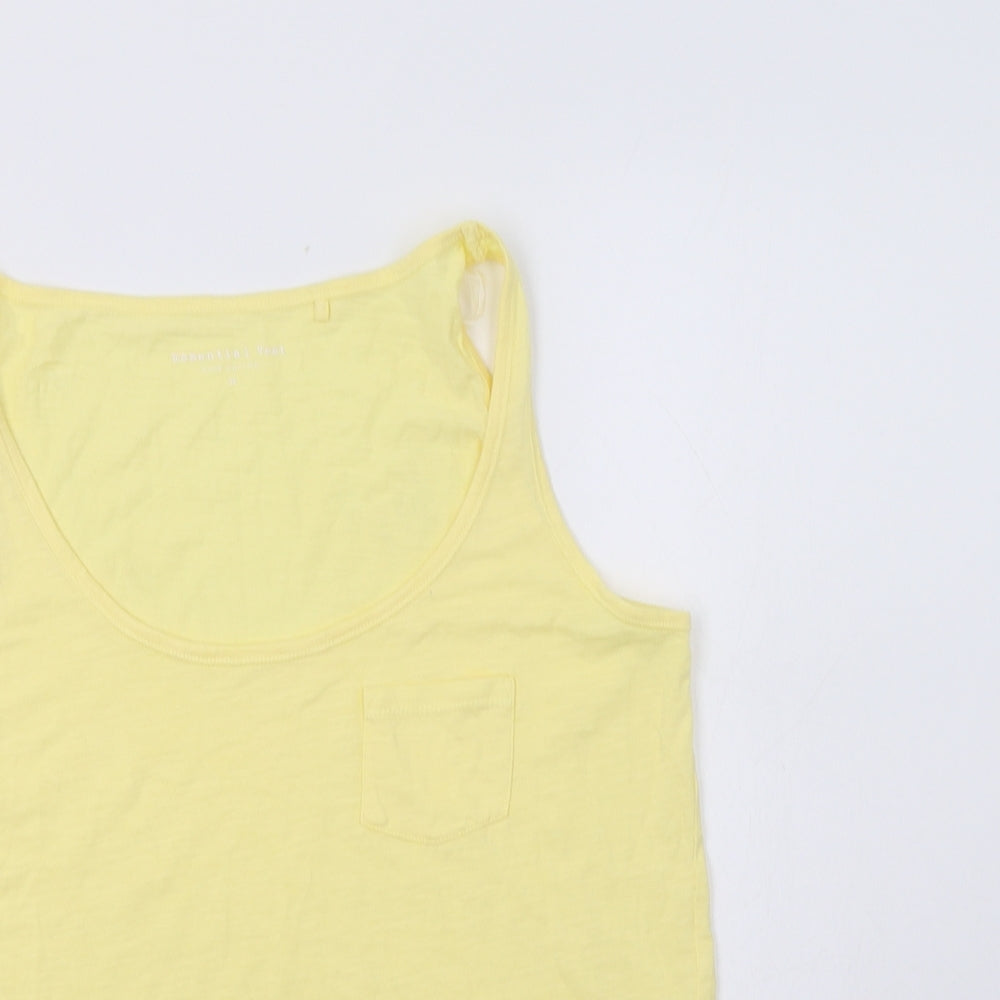 Principles Womens Yellow  Cotton Basic Tank Size 10 Scoop Neck