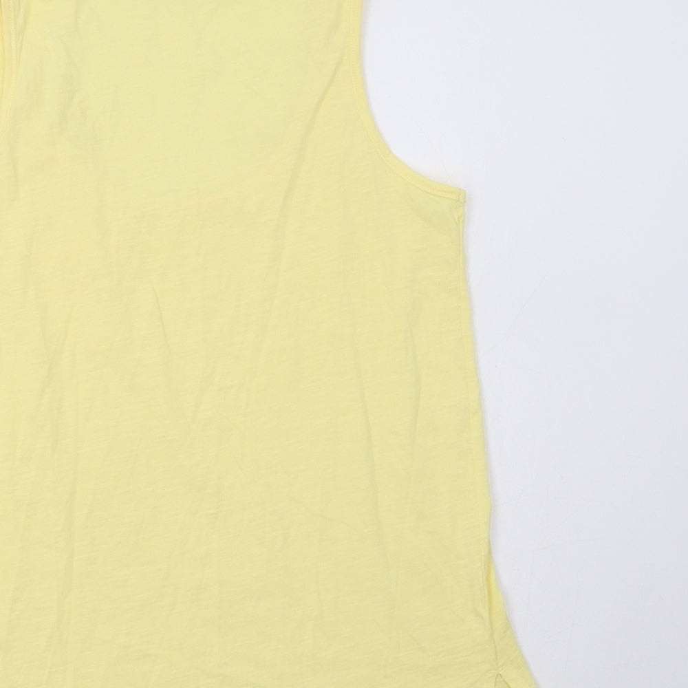 Principles Womens Yellow  Cotton Basic Tank Size 10 Scoop Neck