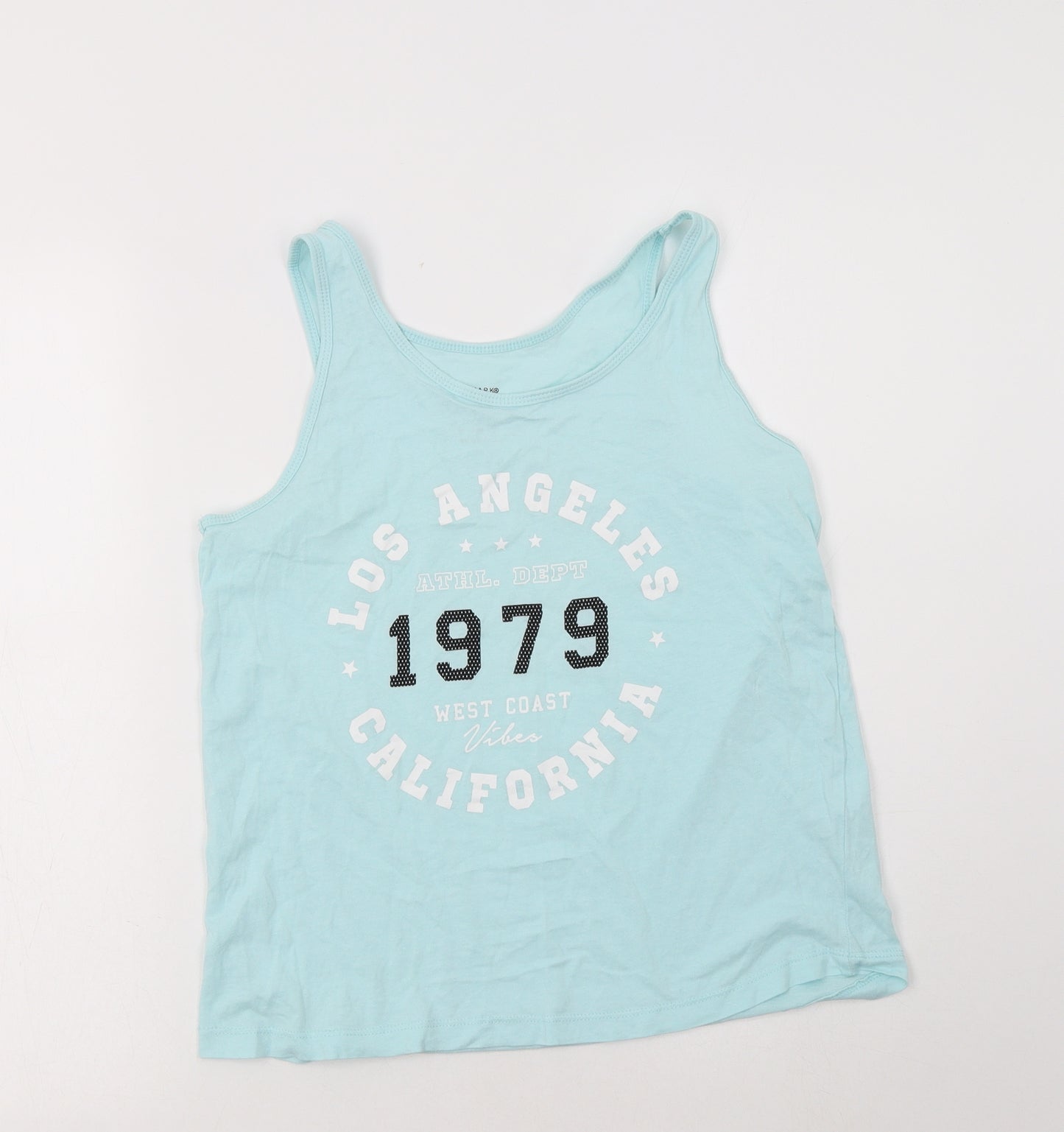 Primark Womens Blue  Cotton Basic Tank Size 12 Scoop Neck - Los Angeles