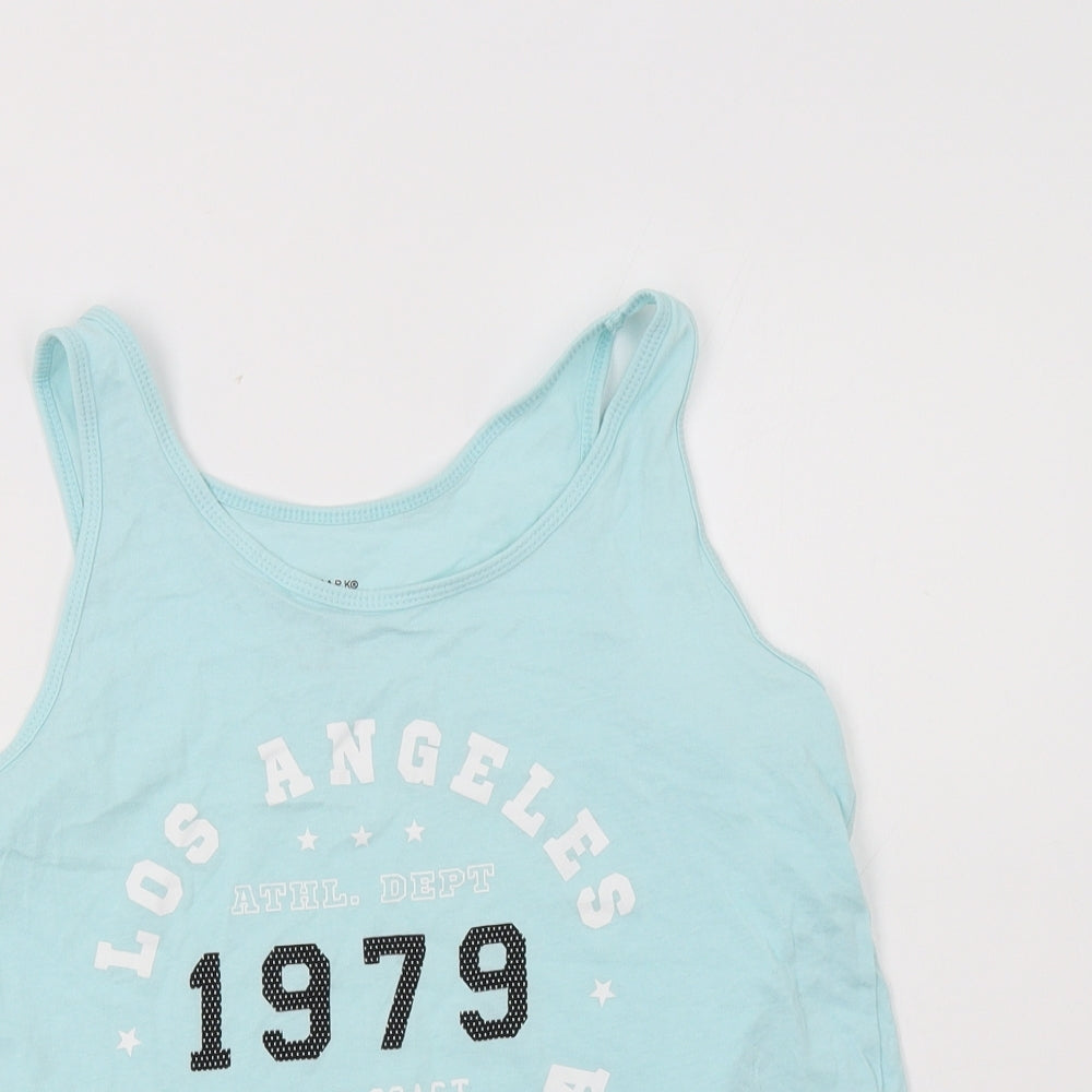 Primark Womens Blue  Cotton Basic Tank Size 12 Scoop Neck - Los Angeles