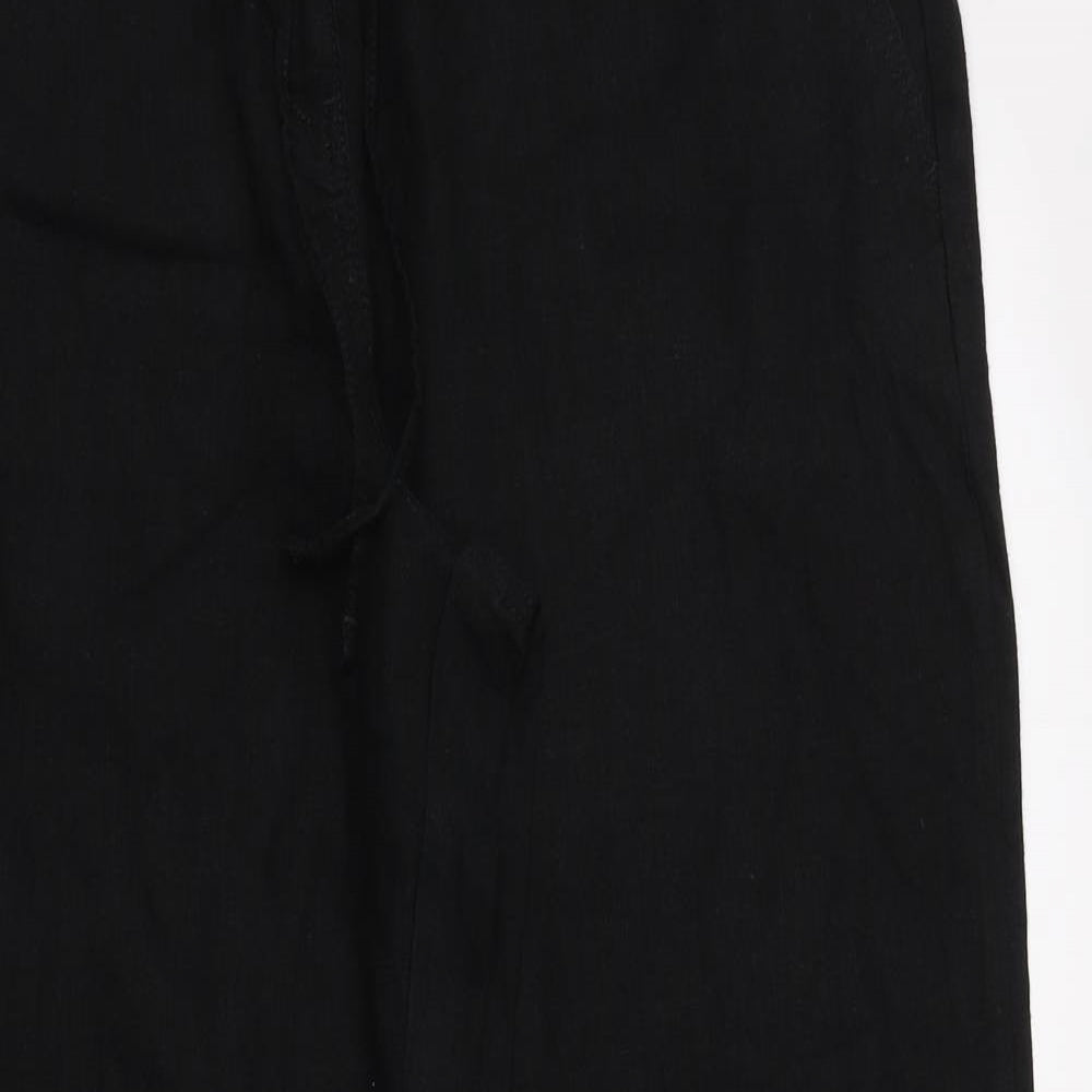 NEXT Womens Black  Linen Trousers  Size 16 L29 in Regular Button