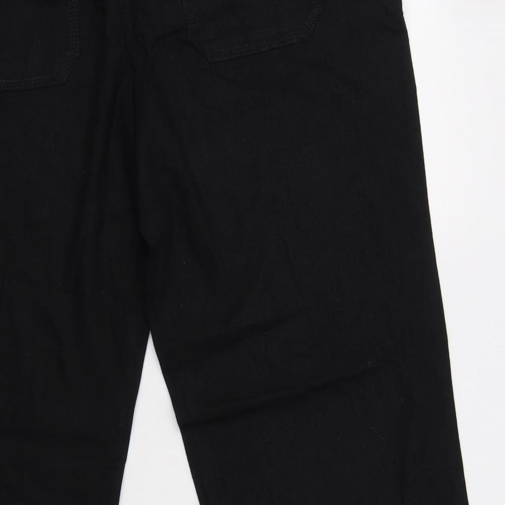NEXT Womens Black  Linen Trousers  Size 16 L29 in Regular Button