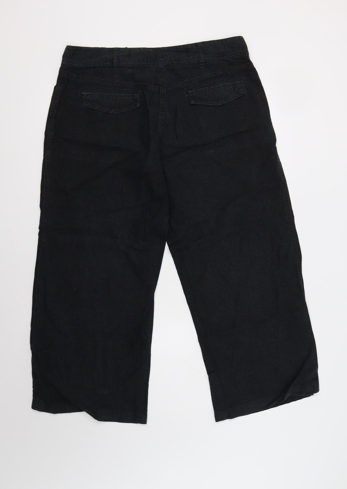 NEXT Womens Black  Linen Trousers  Size 14 L27 in Regular