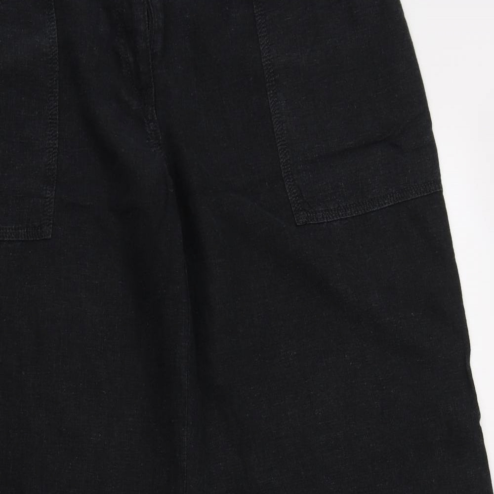 NEXT Womens Black  Linen Trousers  Size 14 L27 in Regular