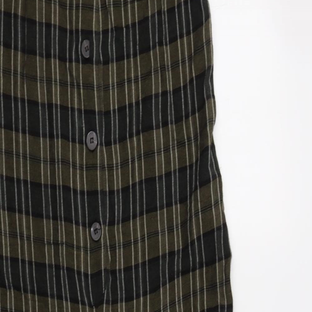 Zara Womens Green Check Viscose Jumpsuit One-Piece Size S  Button