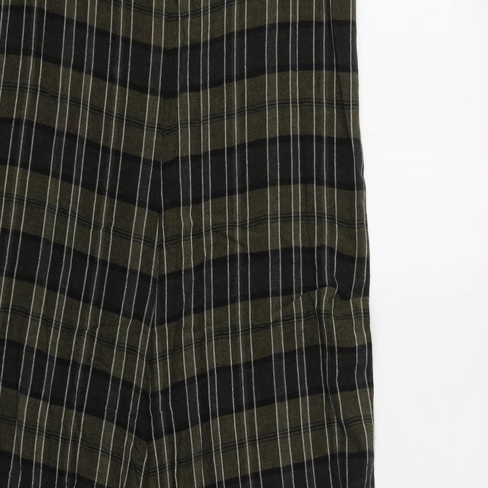 Zara Womens Green Check Viscose Jumpsuit One-Piece Size S  Button