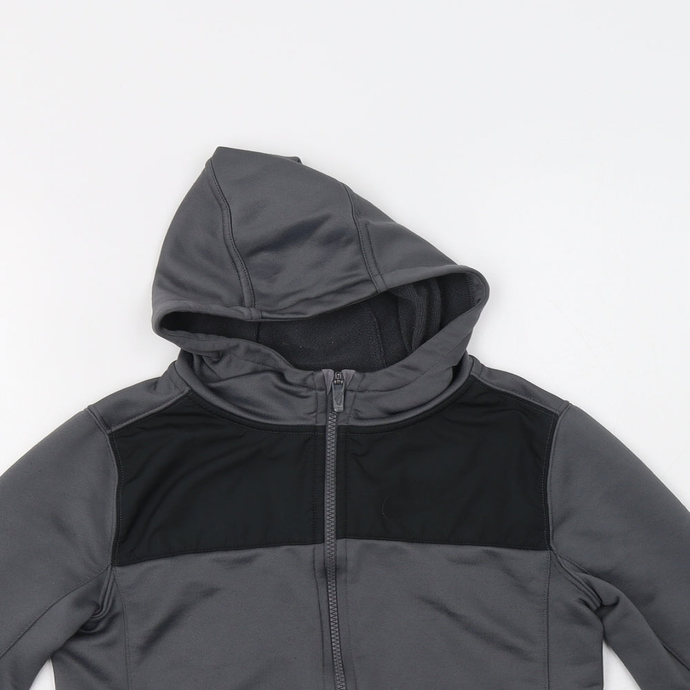 Nike Boys Grey Colourblock Polyester Full Zip Hoodie Size 10 Years  Zip