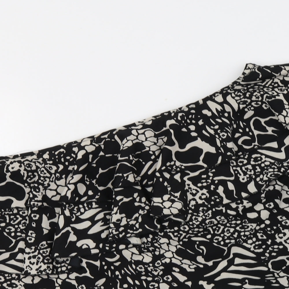 Boohoo Womens Black Floral Polyester Basic Blouse Size 14 Off the Shoulder