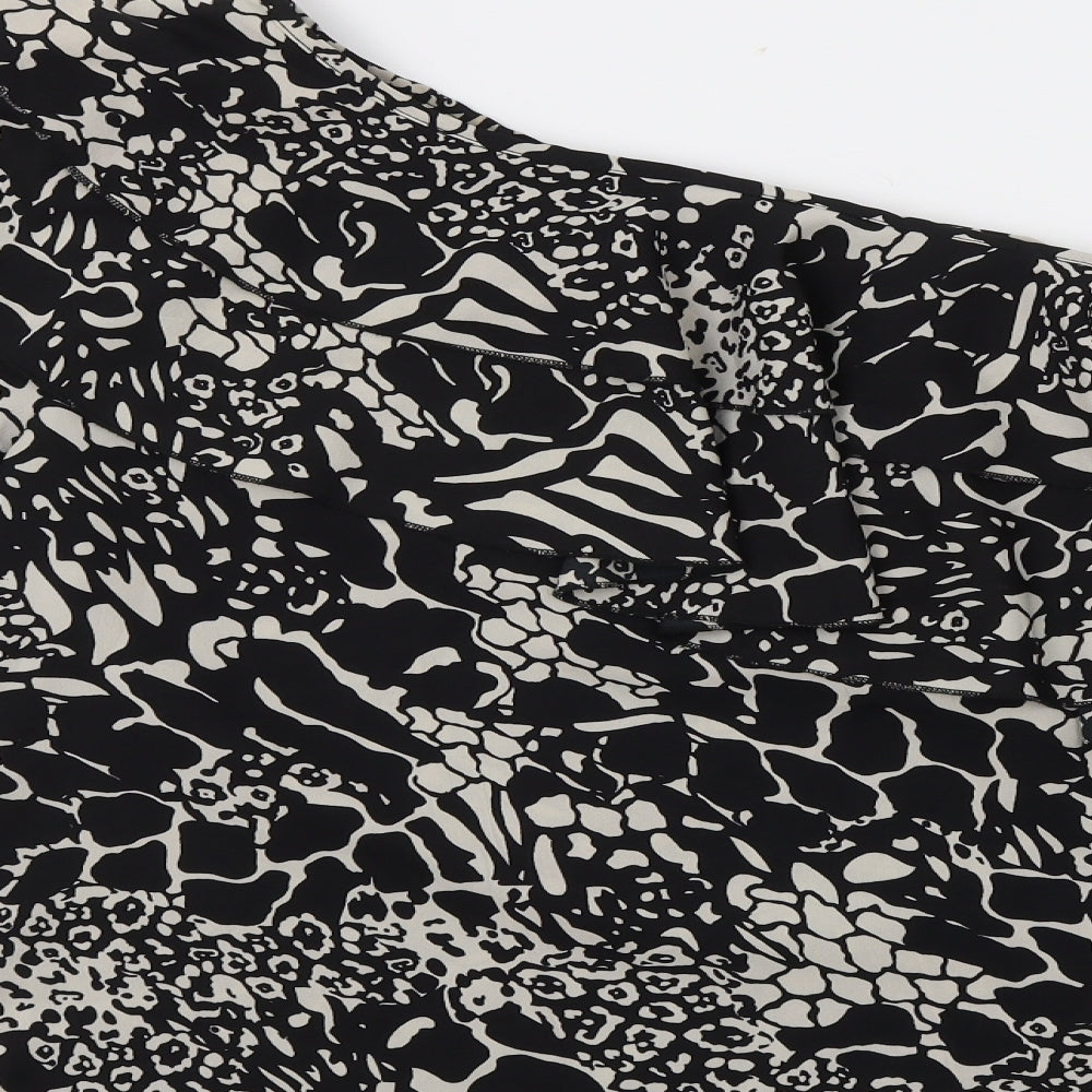 Boohoo Womens Black Floral Polyester Basic Blouse Size 14 Off the Shoulder