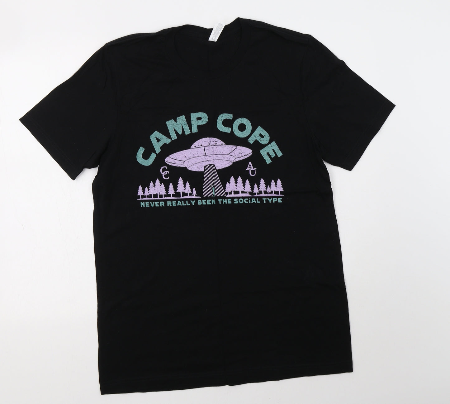 Canvas Mens Black  Cotton  T-Shirt Size L Crew Neck