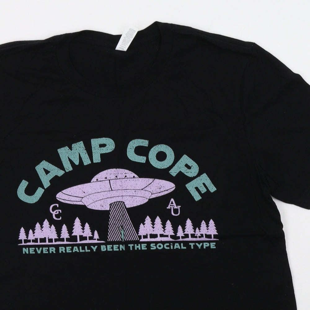 Canvas Mens Black  Cotton  T-Shirt Size L Crew Neck