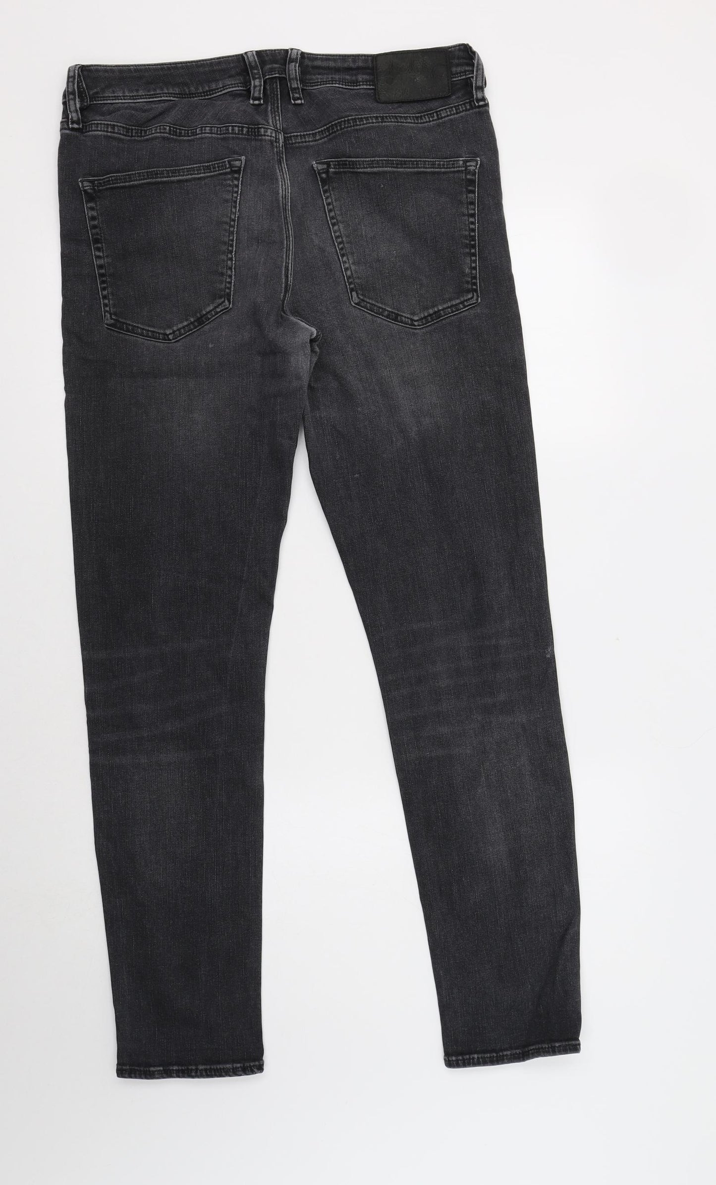 River Island Mens Grey  Cotton Skinny Jeans Size 32 L32 in Regular Button