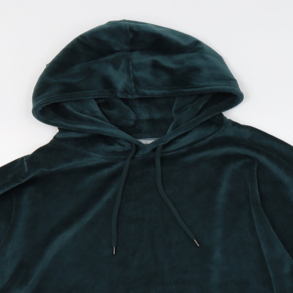 Loom Mens Green  Cotton Pullover Hoodie Size L