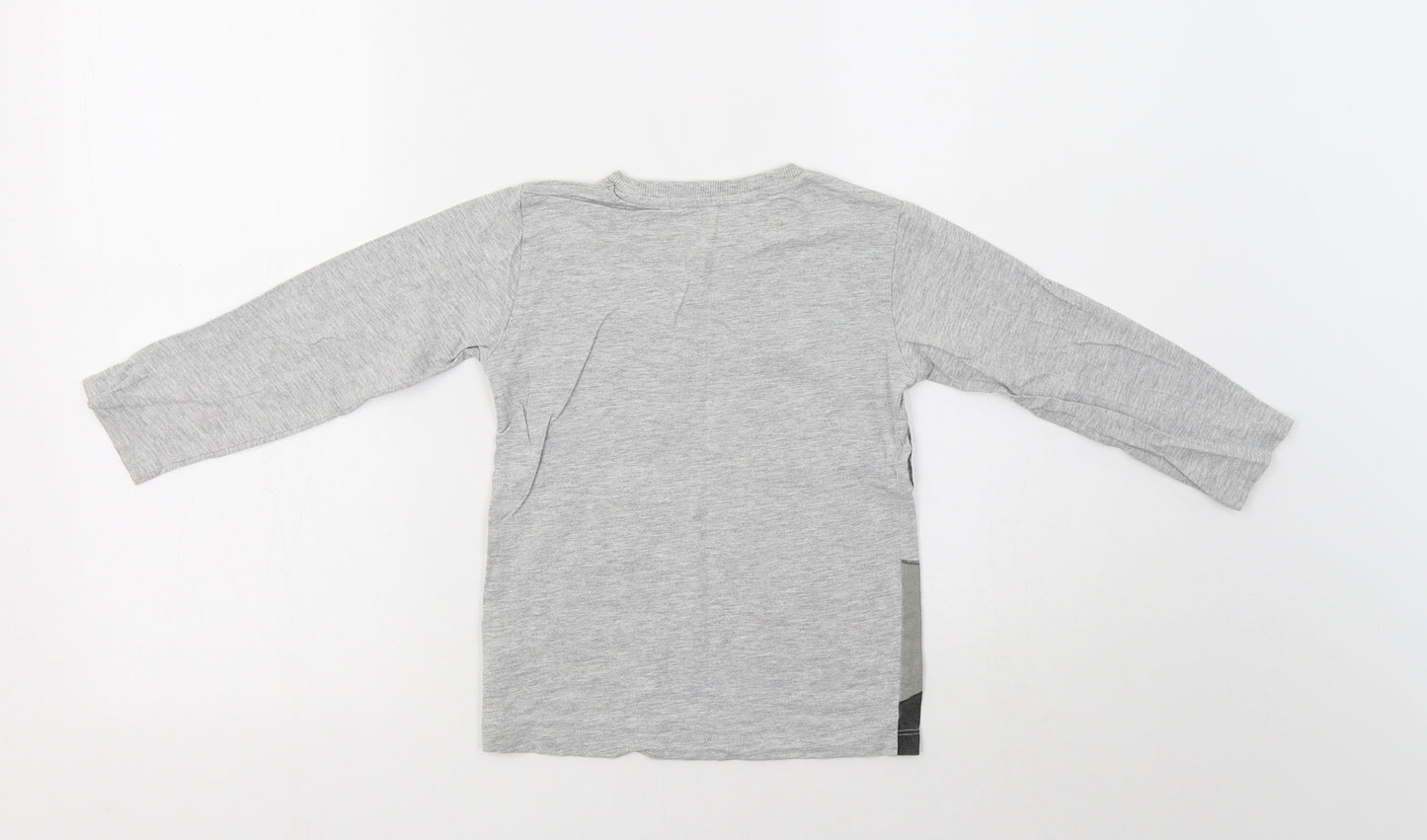 NEXT Girls Grey  Cotton Basic Blouse Size 3-4 Years Crew Neck  - Giraffe